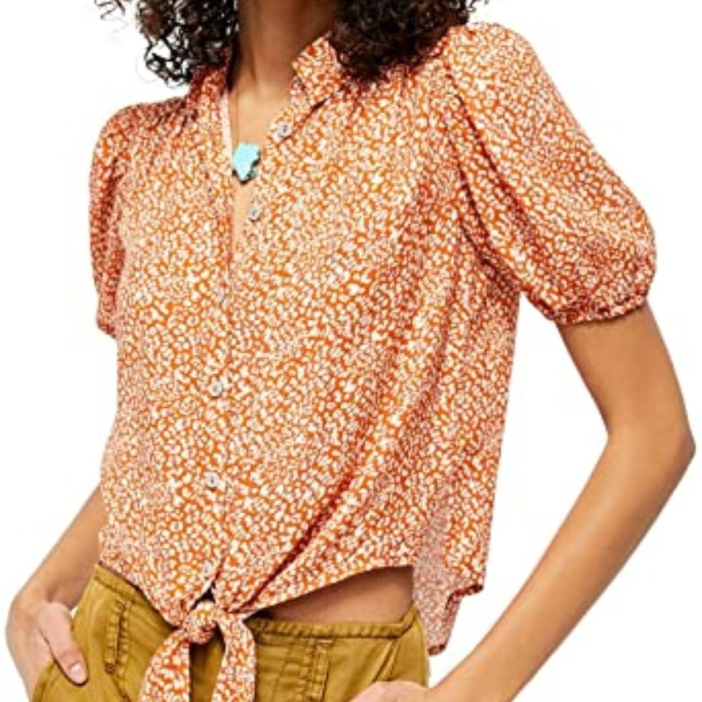 NWT Free People Celia Tie Bottom Top Shirt Blouse S **reduced
